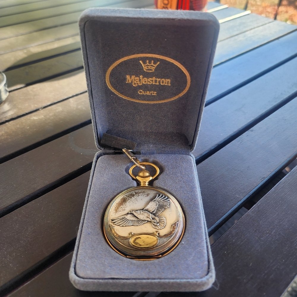 Antique majestron gold and silver pocket watch